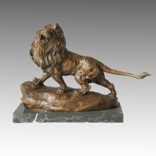 Animal Bronze Sculpture Lion Carving Deco Brass Statue Tpal-081